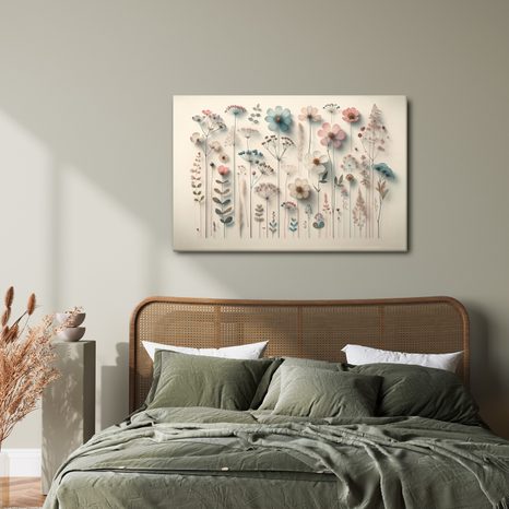 WANDBILD GETROCKNETE WIESENBLUMEN - BILDER BLUMEN - BILDER