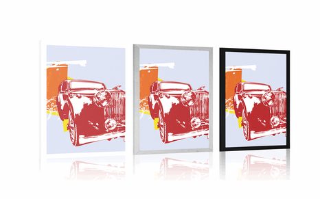 PLAGÁT RETRO AUTO S ABSTRAKCIOU - AUTÁ - PLAGÁTY