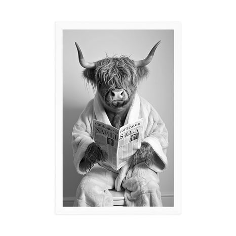 POSTER – MUCCA CON GIORNALI IN BAGNO - BUFALI E MUCCHE - POSTER