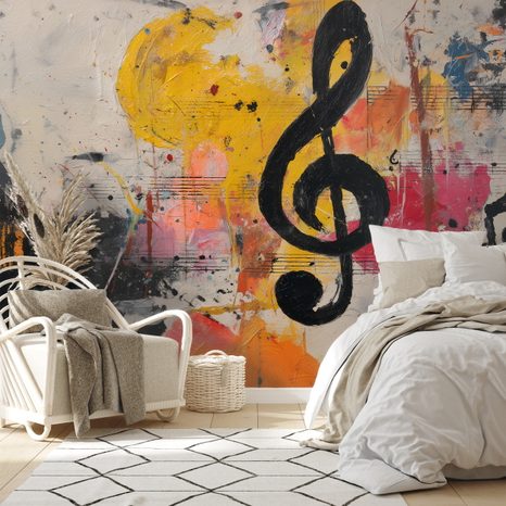 SELBSTKLEBENDE TAPETE MUSIKALISCHE ABSTRAKTION MIT FARBTÖNEN - MUSIK FOTOTAPETEN - TAPETEN