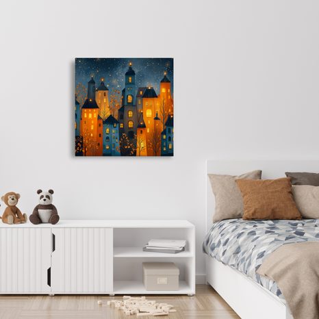 WANDBILD FESTLICHES STADTMÄRCHEN - BUNTE HÄUSER - BILDER