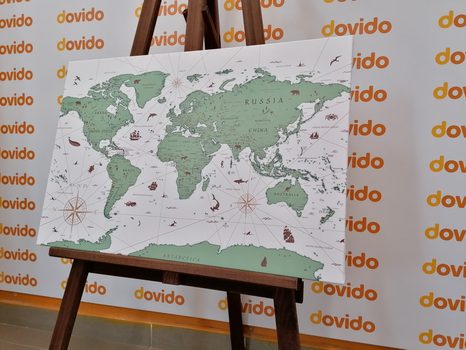 QUADRO SU TELA – MAPPA IN TONALITÀ VERDE - QUADRI MAPPE - STAMPE E QUADRI