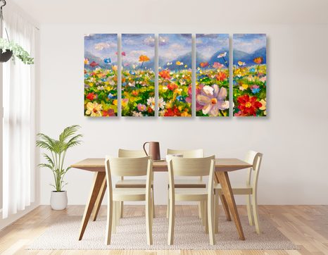 5-RÉSZES KÉP OLAJFESTMÉNY VAD VIRÁGOK - TERMÉSZET- ÉS TÁJKÉPEK - KÉPEK