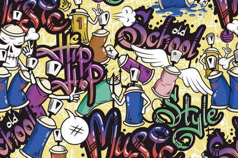 CARTA DA PARATI AUTOADESIVA – STREET ART ALLEGRO CON CONTRASTO GIALLO - CARTA DA PARATI AUTOADESIVE - CARTA DA PARATI