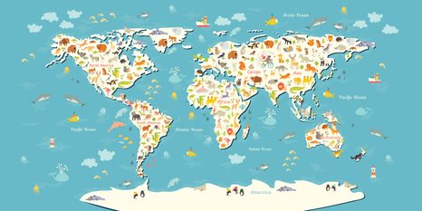 OBRAZ NA KORKU DZIECIĘCA MAPA ZE ZWIERZĄTKAMI - OBRAZY NA KORKU - OBRAZY