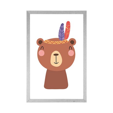 POSTER NIEDLICHER BÄR MIT FEDERN - TIERE - POSTER