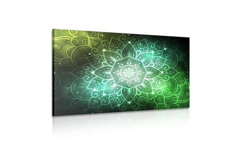 KÉP MANDALA GALAKTIKUS HÁTTÉRREL ZÖLD SZÍNBEN - FENG SHUI KÉPEK - KÉPEK