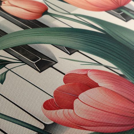 WANDBILD BLUMEN IM RHYTHMUS VON MUSIK UND KLAVIER - BILDER BLUMEN - BILDER