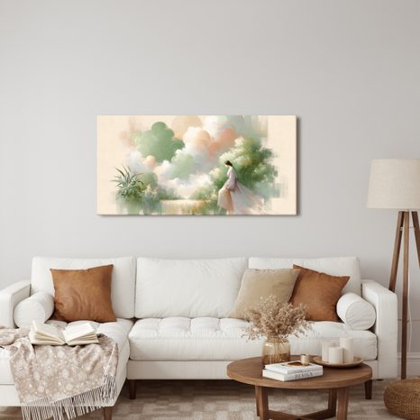 OBRAZ ZASNĚNÁ ŽENA V PASTELOVÝCH TÓNECH - OBRAZY ŽENY - OBRAZY