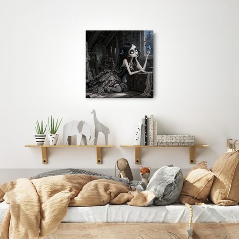 QUADRO SU TELA – SOGNI LUNARI DI UNA RAGAZZA OSCURA - QUADRI HALLOWEEN E HORROR - STAMPE E QUADRI