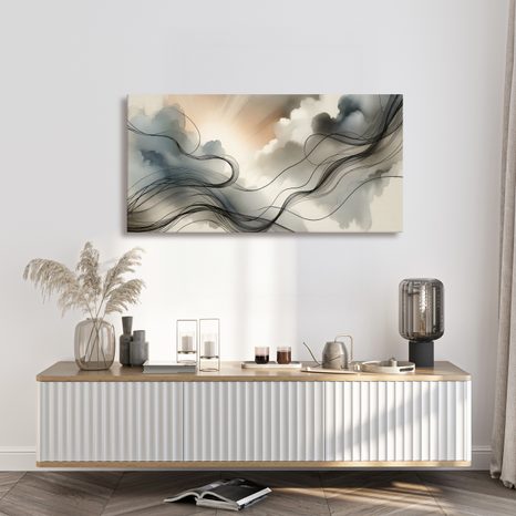 WANDBILD TANZ VON STRAHLEN UND SCHATTEN - WANDBILDER ABSTRAKTE FORMEN - BILDER