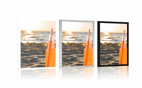 PLAKAT OSVJEŽAVAJUĆE PIĆE NA PLAŽI - PRIRODA - PLAKATI