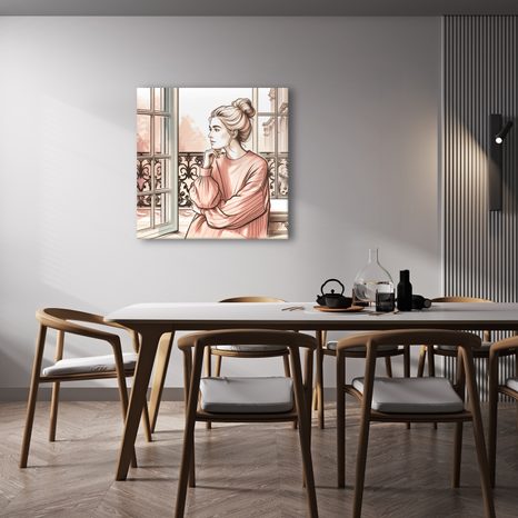 WANDBILD BLICK AUS FRANZÖSISCHEM FENSTER - WANDBILDER FRAUEN - BILDER