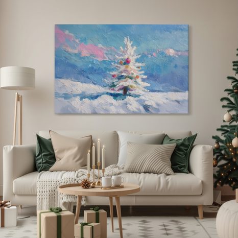 OBRAZ VÁNOČNÍ STROMEK V ZASNĚŽENÉ KRAJINĚ - VÁNOČNÍ A ZIMNÍ OBRAZY - OBRAZY