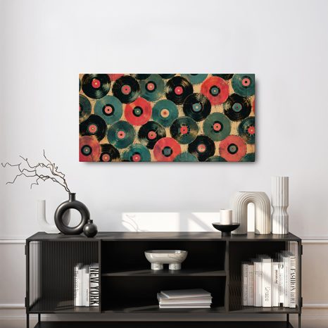 WANDBILD BUNTE SCHALLPLATTEN - MUSIKBILDER - BILDER