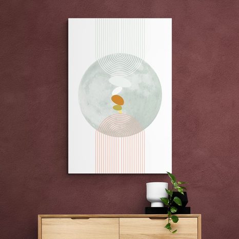 OBRAZ MODERNÍ KRUH S DUHOU MID-CENTURY - ABSTRAKTNÍ OBRAZY - OBRAZY