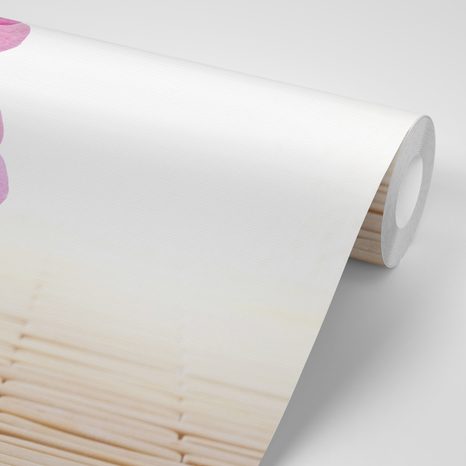 FOTOTAPETA BALANS KAMENŮ A RŮŽOVÉ KVĚTINY - TAPETY FENG SHUI - TAPETY