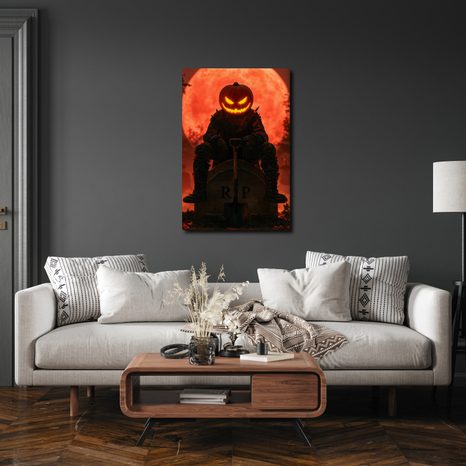 WANDBILD HALLOWEEN-SCHRECKEN UNTER ROTEM MOND - HALLOWEEN- UND HORROR-BILDER - BILDER