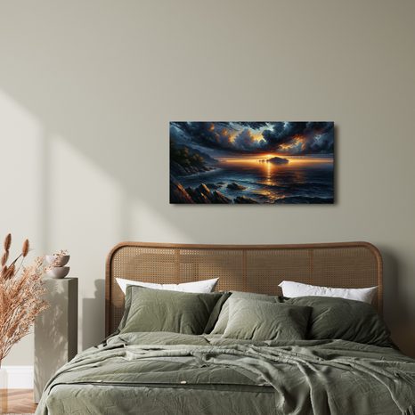 OBRAZ BOUŘKOVÉ MRAKY NAD OCEÁNEM - OBRAZY VÝCHOD A ZÁPAD SLUNCE - OBRAZY