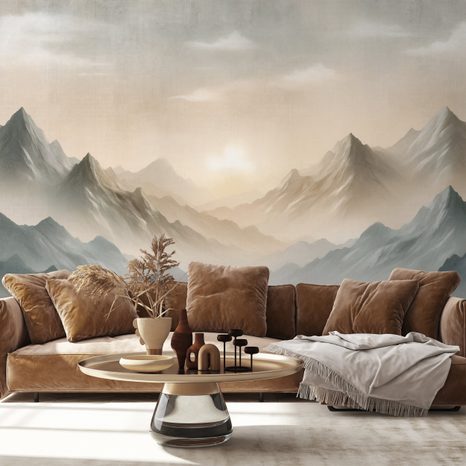 SAMOLEPÍCÍ TAPETA MLŽNÉ HORSKÉ PANORAMA - TAPETY HORY - TAPETY