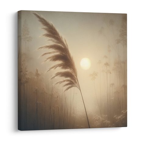 WANDBILD PAMPASGRAS IM SONNENLICHT - BILDER VON SONNENAUFGANG UND SONNENUNTERGANG - BILDER