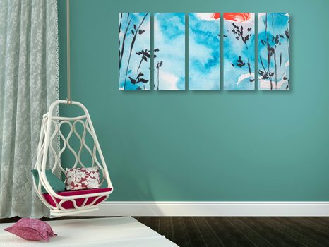 5-DÍLNÝ OBRAZ MALBA JAPONSKÉ OBLOHY - OBRAZY PŘÍRODY A KRAJINY - OBRAZY