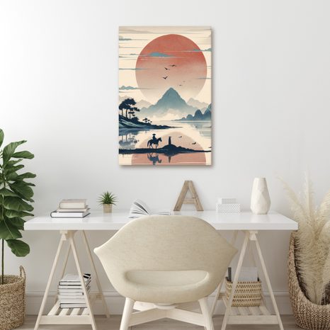 QUADRO SU TELA – SAMURAI E MONTAGNE - QUADRI ALBA E TRAMONTO - STAMPE E QUADRI
