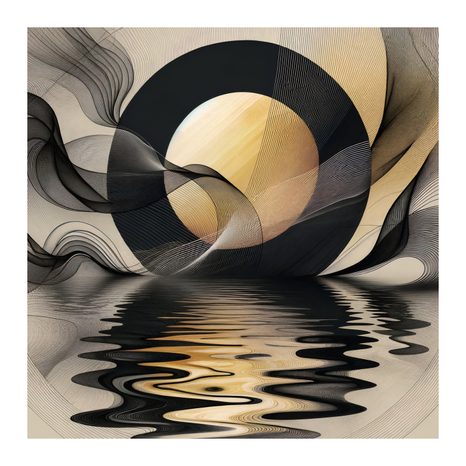 OBRAZ ZLATÝ MĚSÍC NAD HLADINOU - ABSTRAKTNÍ OBRAZY - OBRAZY