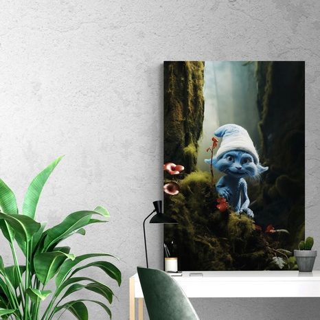 OBRAZ MODRÁ KOČKA S BÍLOU ČEPICÍ V LESE - DOVIDO CHALLENGE - OBRAZY