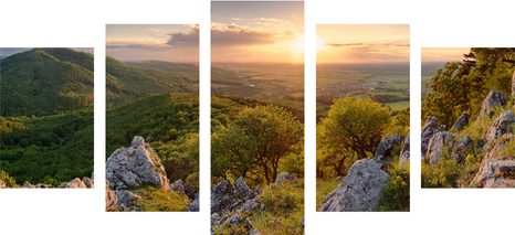 5-DÍLNÝ OBRAZ PŘÍRODA ZALITÁ SLUNCEM - OBRAZY PŘÍRODY A KRAJINY - OBRAZY