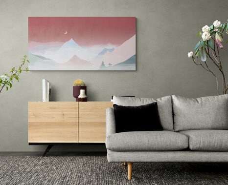 OBRAZ MĚSÍC NAD PASTELOVÝMI HORAMI - OBRAZY HORY - OBRAZY