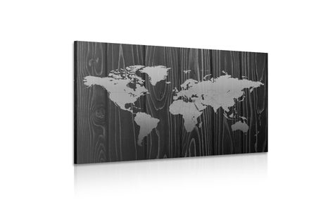 TABLOU HARTA PE LEMN ÎN DESIGN ALB-NEGRU - TABLOURI CU HĂRȚI - TABLOURI