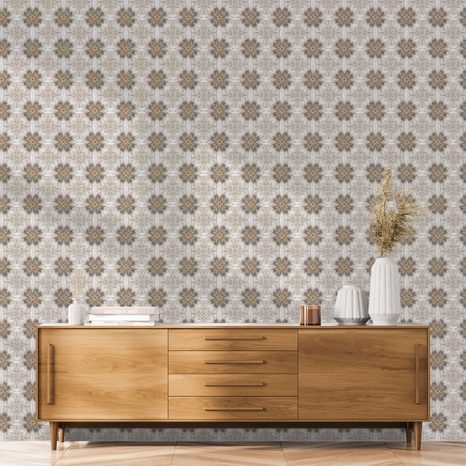 SAMOLEPÍCÍ TAPETA HNĚDÉ KVĚTINOVÉ ORNAMENTY - ΤΑΠΕΤΣΑΡΊΑ ΜΕ ΣΧΈΔΙΑ - ΤΑΠΕΤΣΑΡΊΕΣ