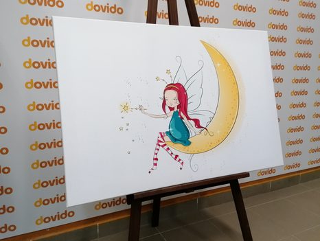 WANDBILD ZAUBERFEE AUF DEM MOND - BILDER FÜR KINDER - BILDER