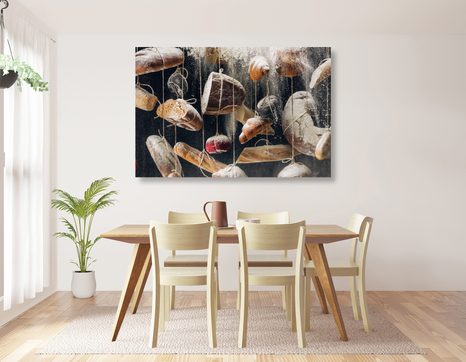 WANDBILD AM SEIL HÄNGENDES GEBÄCK - BILDER VON ESSEN UND GETRÄNKEN - BILDER