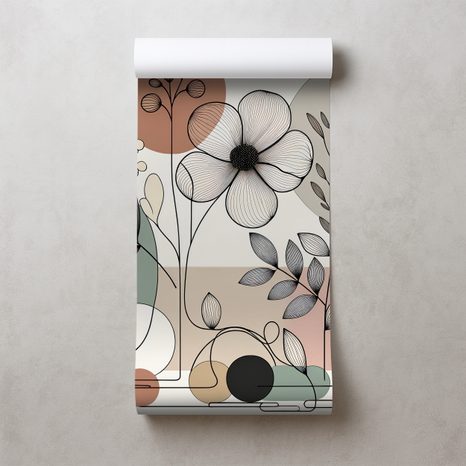 FOTOTAPETE ABSTRAKTE BLUMEN UND BLÄTTER - ABSTRAKTE TAPETEN - TAPETEN