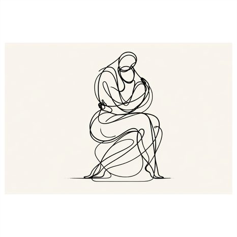 WANDBILD MINIMALISTISCHE ZEICHNUNG EINER FIGUR - BILDER MIT LIEBESMOTIVEN - BILDER