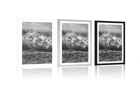 POSTER – UNICO PAESAGGIO MONTANO IN BIANCO E NERO - NERO E BIANCO - POSTER