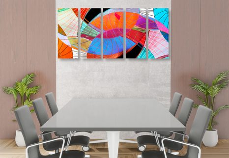 5-TEILIGES WANDBILD MEHRFARBIGE ABSTRAKTION - POP-ART-BILDER - BILDER