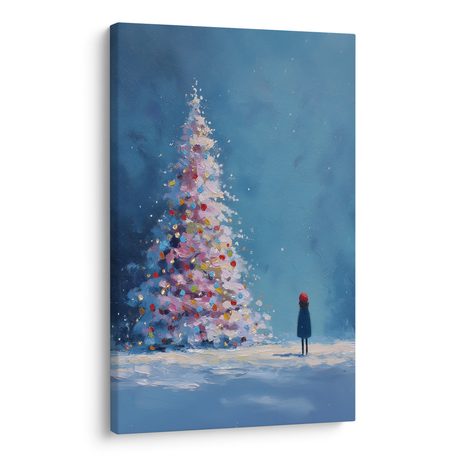 WANDBILD ZAUBERHAFTE NACHT MIT WEIHNACHTSBAUM - WEIHNACHTS- UND WINTERBILDER - BILDER