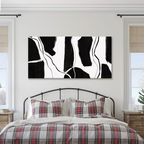 TABLEAU SUR TOILE – FORMES NOIRES MINIMALISTES - IMAGES FORMES ABSTRAITES - TABLEAUX