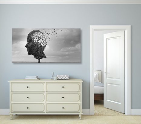 OBRAZ DRZEWO W KSZTAŁCIE TWARZY - OBRAZY CZARNO-BIAŁE - OBRAZY