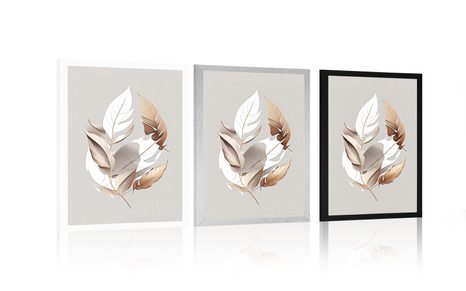 PLAKÁT MINIMALISTICKÉ MĚDĚNÉ LISTY - BOTANICKÉ - PLAKÁTY