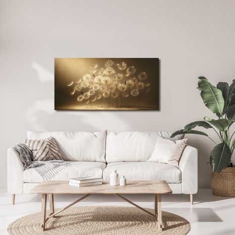 CANVAS SCHILDERIJ ZWEVENDE PAARDENBLOEMPLUISJES - SCHILDERIJEN - MEGA UITVERKOOP TOT 70% 🔥