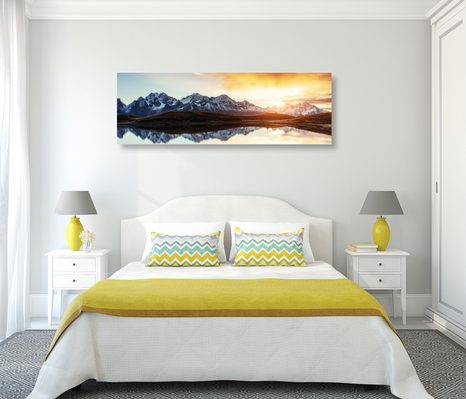 OBRAZ SKVOSTNÝ ZÁPAD SLUNCE V HORÁCH - OBRAZY PŘÍRODY A KRAJINY - OBRAZY