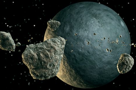 OBRAZ METEORITY V OKOLÍ PLANÉTY - OBRAZY VESMÍRU A HVIEZD - OBRAZY