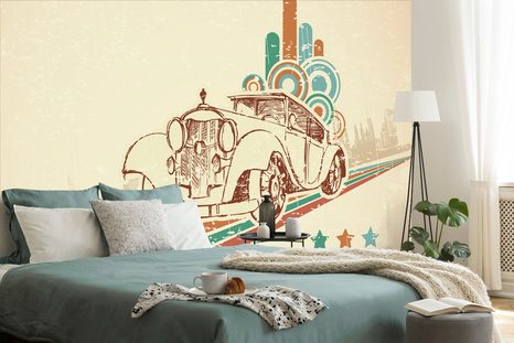 ΑΥΤΟΚΌΛΛΗΤΗ ΤΑΠΕΤΣΑΡΊΑ ΑΥΤΟΚΊΝΗΤΟ ΜΕ VINTAGE ΦΌΝΤΟ - ΑΥΤΟΚΌΛΛΗΤΕΣ ΤΑΠΕΤΣΑΡΊΕΣ - ΤΑΠΕΤΣΑΡΊΕΣ