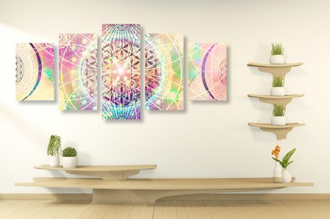 5 RÉSZES KÉP MANDALA ÉRDEKES KIVITELBEN - FENG SHUI KÉPEK - KÉPEK