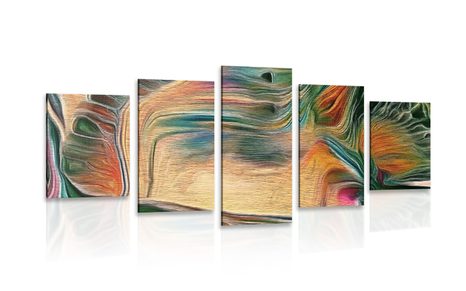 TABLEAU EN 5 PARTIES – ABSTRACTION PSYCHÉDÉLIQUE - PEINTURES ABSTRAITES - TABLEAUX