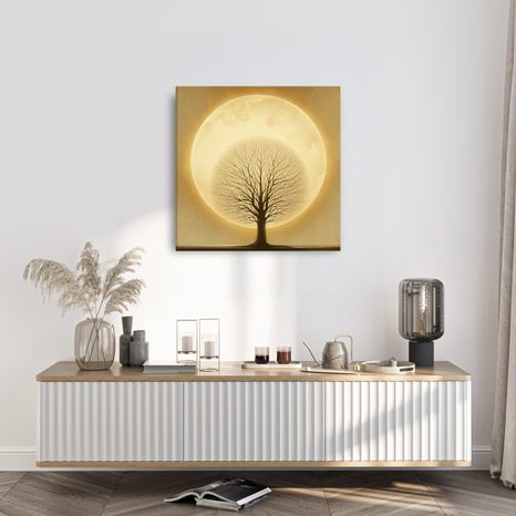 WANDBILD SILHOUETTE DES LEBENSBAUMS - BILDER BÄUME DES LEBENS - BILDER